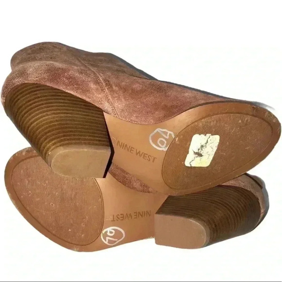 Nine West Suede Peep Toe Booties Size 7.5 - Picture 5 of 7